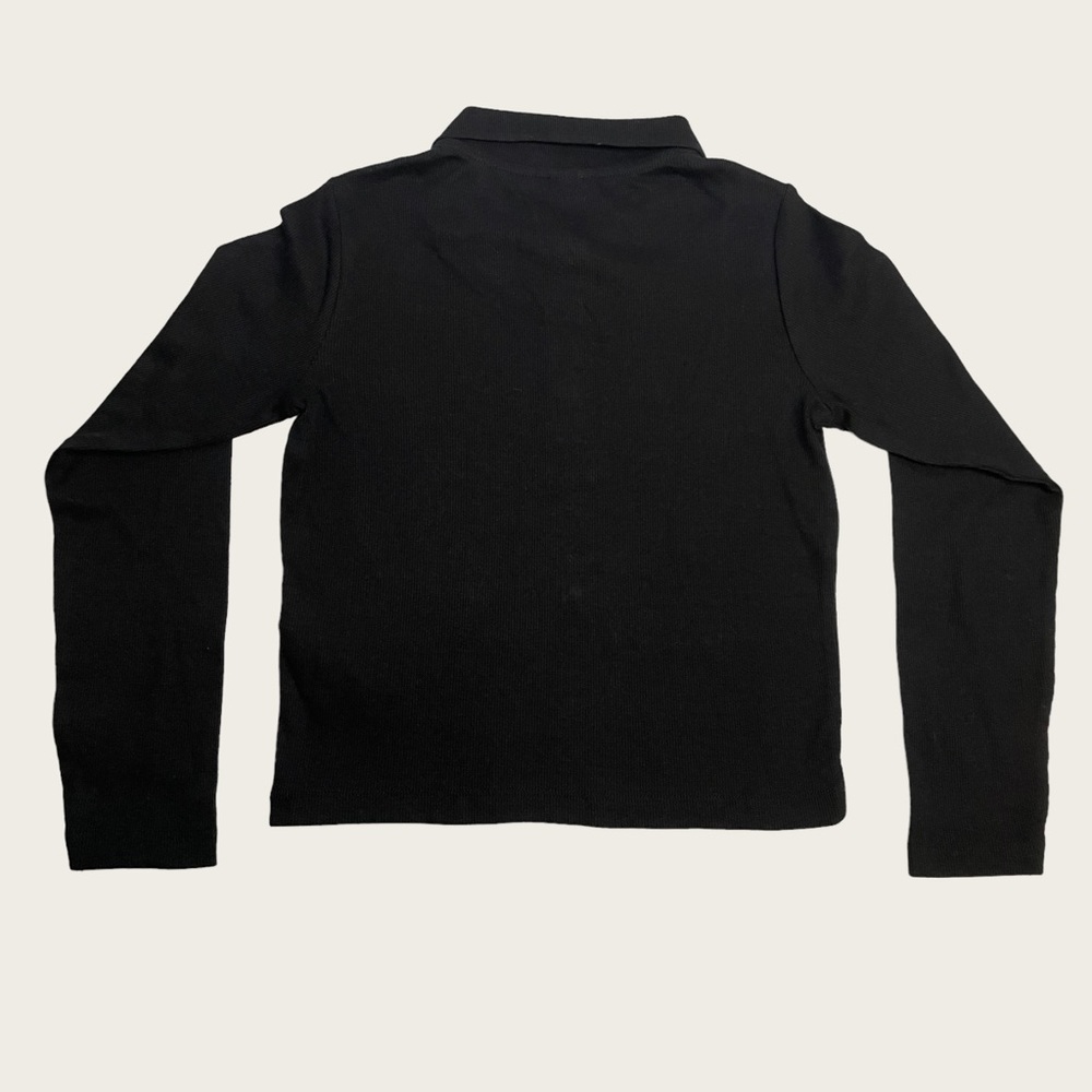 Zara - Boys Longsleeve Rib Knit Polo - Black - Size 9 - Picture 2 of 5